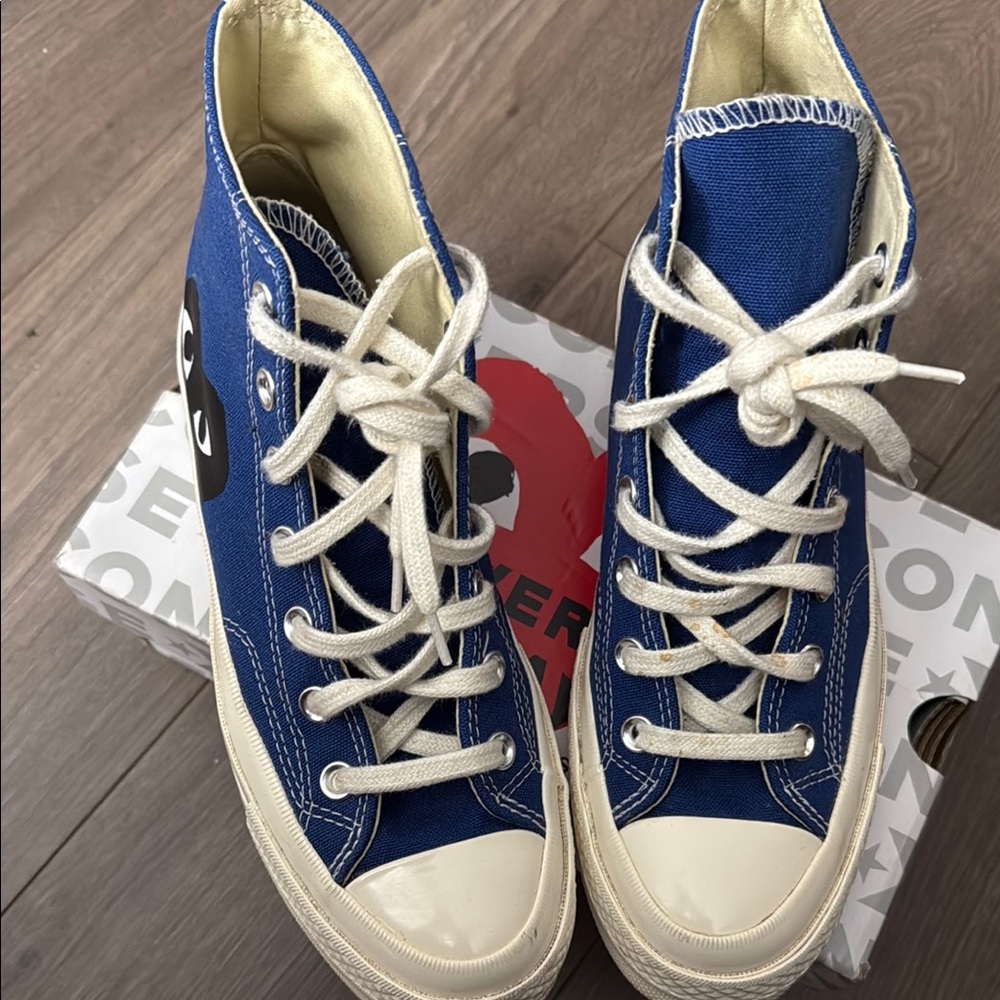 Blue High-Top Sneakers with White Laces